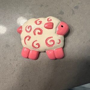 Handmade Pink & Cream Sheep Brooch